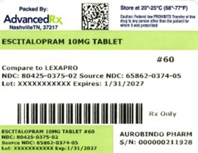 Escitalopram 10mg # 30 (Escitalopram 10mg 80425 0375 02)